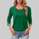 thumbnail image 1 of MHFRRA Top Informal Plisado de Manga Larga y Cuello Redondo para Mujer Verde, 1 of 3