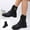 Black, variant on Willtoo Womens Ankle Boots Buckle Decor Lace Up Side Zipper Booties Low Block Heel Lug Sole Casual Short Boots for Winter Daily Wear