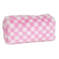 thumbnail image 1 of Pen + Gear Plush Pencil Pouch with Pink & White Checked Design, 1 of 4