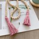 thumbnail image 5 of Garland Wood Bead String Garland Colgante de pared Borla Colgante Sala de estar Suministros de decoración para fiestas, Rosa Kearding HA004853-01, 5 of 6