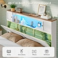 thumbnail image 5 of Farmhouse Full Size Bed Frame with Bookcase Headboard, Wood Platform Bed with LED Lights & 4 Drawers, No Box Spring Needed, White, 5 of 8