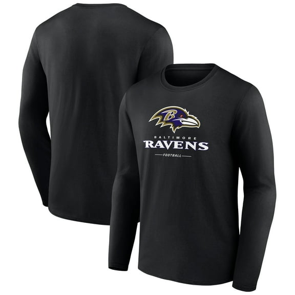 Men's Black Baltimore Ravens Logo Team Lockup Long Sleeve T-Shirt