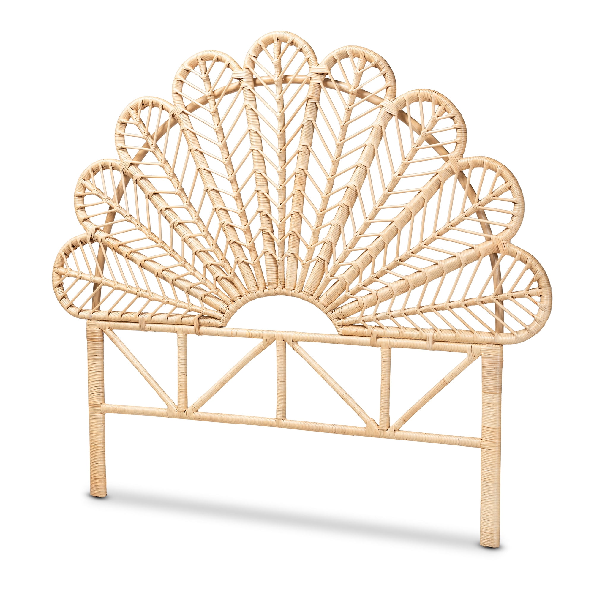 bali & pari Variel Rattan BOHO Headboard, Queen Size, Natural Brown