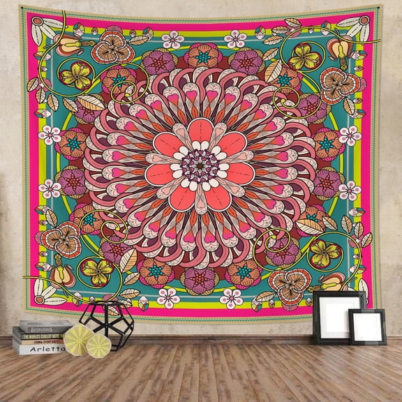 Dashan Boho Floral Mandala Tapestry Wall Hanging,Hippie Bohemian Tapestries for Bedroom Living Room Dorm Decor,60"Wx50"L