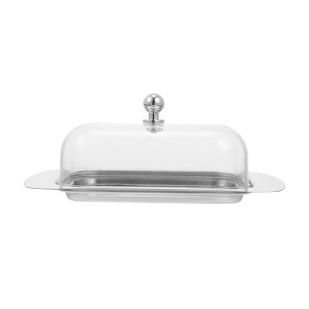 Classic Butter Dish with Lid Stainless Steel Butter Keeper Box Covered Butter Serving Tray Butter Case Container with Cover for Fridge Refrigerator