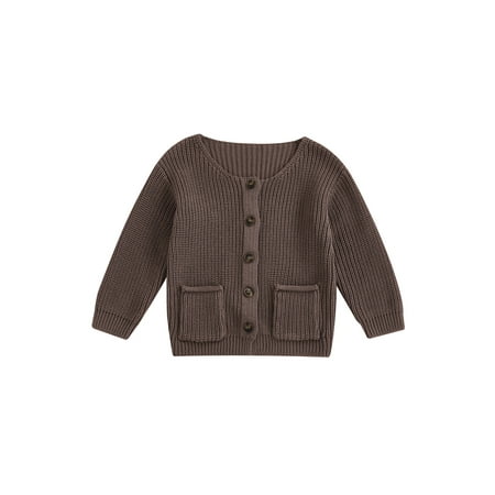 

Bagilaanoe NewbornBaby Girl Knit Cardigan Long Sleeve Sweater Solid Color Knitwear Coat 3M 6M 9M 12M 18M 24M Fall Casual Tops Outwear