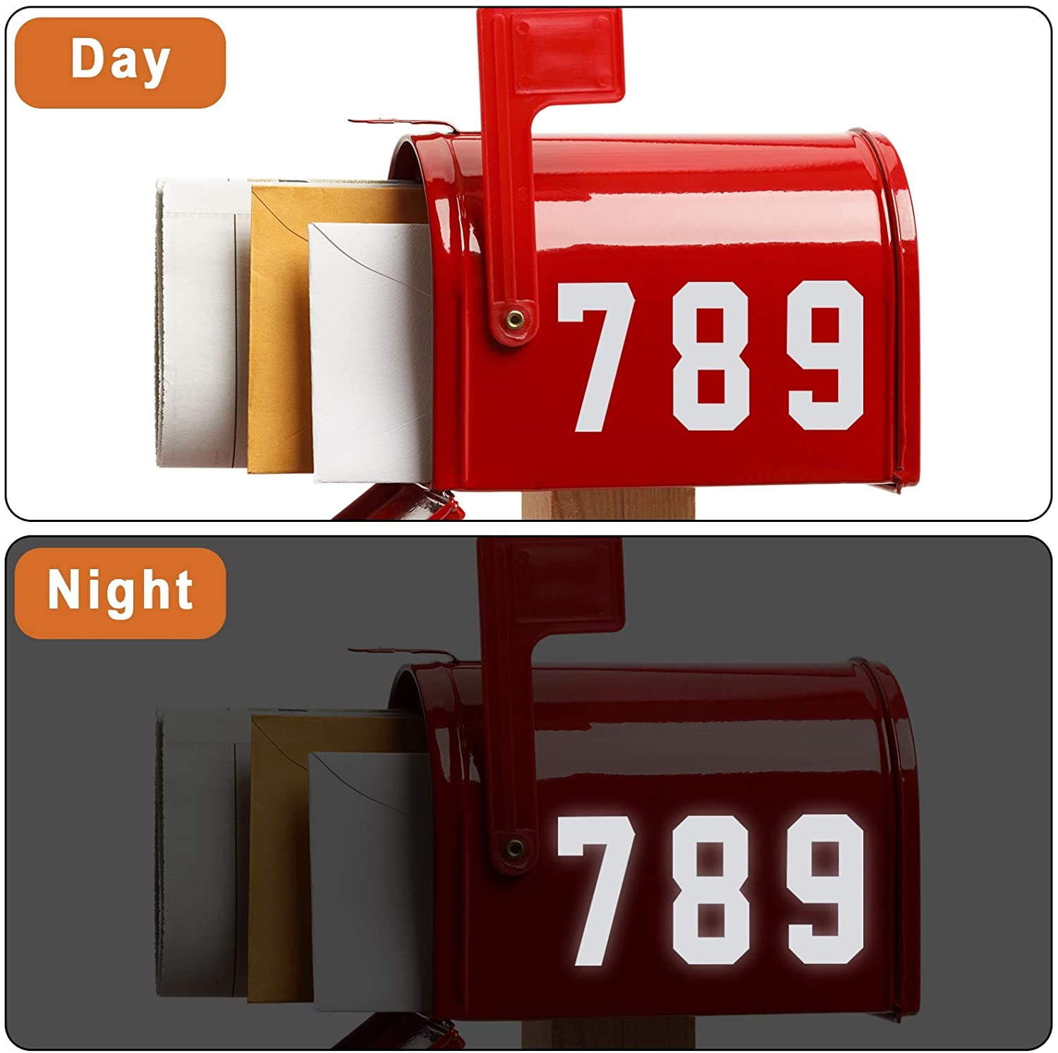 100 Piece Reflective Mailbox Number Stickers, Self Adhesive Reflective Capital Letter Sticker, Number Decals Vinyl Mailbox Decals for Bin, Window, Door(3 Inch,White)