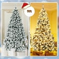 thumbnail image 6 of Gymax 9 FT Pre-Lit Christmas Tree Snow Flocked Hinged Pine Tree w/ Metal Stand, 6 of 10