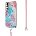 thumbnail image 4 of Allytech Case for Samsung Galaxy S21 FE 2022(6.4 inch), Galaxy S21 FE 5G Cover, Adjustable Neck Strap Crossbody Lanyard Colorful Pattern TPU Rubber Covered Case for Samsung S21 FE, Purple Blue Marble, 4 of 4