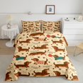 thumbnail image 2 of Manfei Cute Pug Full Size Comforter Sets, Christmas Dachshund Bedding Comforter Set, Beige Brown, Gray Reversible, 3-Piece, 1 Comforter and 2 Pillowcases, 2 of 7