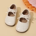 thumbnail image 2 of Domzle Toddler Little Girls Flower Dress Shoes Mary Jane Ballet Flats Bow Decor, Hook and Loop Strap, Cushioned Insole, Texture Anti-Slip Sole, for School, Party, Wedding and Formal Events Beige, 2 of 7