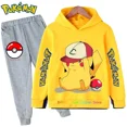 thumbnail image 1 of Conjunto de ropa deportiva de algodón con capucha para niño Y niña, traje de Sudadera con capucha de Pokémon, Pikachu, pantalones, ropa para 2 peces, 3, 4, 5, 6, 7, 8, 9, 10, 11, 12, 13, 14 años, 1 of 1