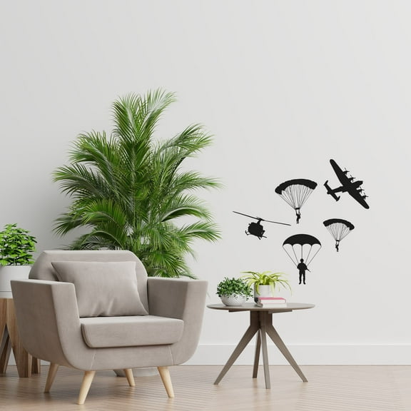 Military Swat Team Army Silhouette Men Soldier Shadow Wall Sticker Art Decal for Boys Girls Room Rooms Bedroom Playroom Kid House Home Decor Stickers Walls Art Vinyl Decoration Size (20x20 inch)