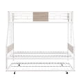 thumbnail image 4 of Harper & Bright Designs Twin Over Full Metal Bunk Bed with Trundle, Metal Bunk Bed Frame with 2 - Side Ladder and Full-Length Guardrail for Bedroom, White & Brown, 4 of 6
