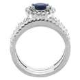 thumbnail image 2 of 14K White Gold Diamond Halo Natural Quality Blue Sapphire 3pc Engagement Ring Set Round 6mm,size5, 2 of 4