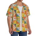 thumbnail image 2 of KLL different patchwork Print Men's Shirt Short Sleeve Button Down Summer Cuba Beach Shirts-XX-Large, 2 of 5