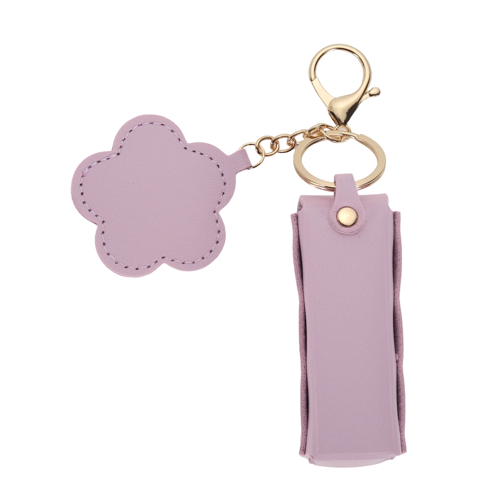 Unique Bargains Durable Flower Mirror Handbag Charms Keychains 1 Piece Light Purple