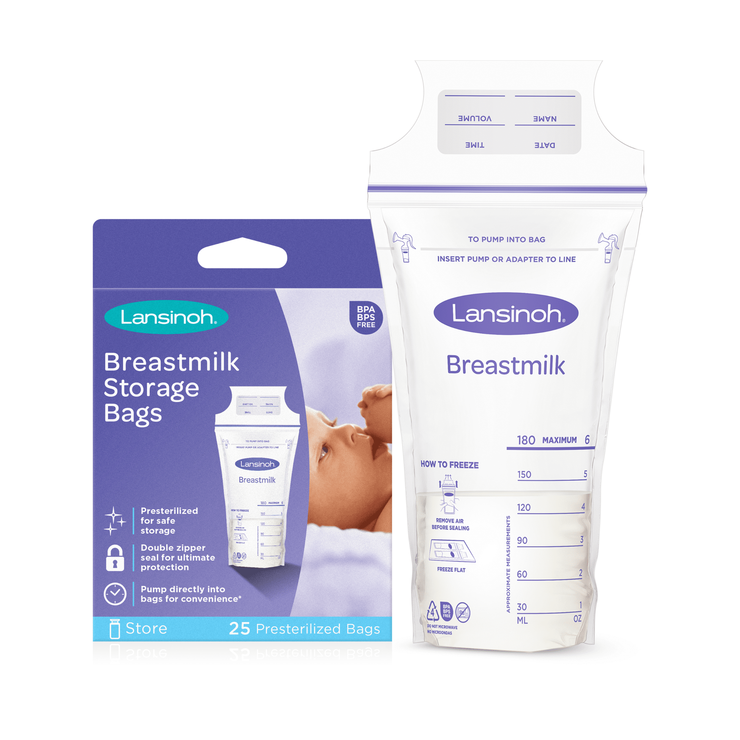 Lansinoh Breastmilk Storage Bags for Breastfeeding Moms, 25 Ct