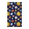 thumbnail image 1 of Outer Space Hanging Pocket Organizer, Colorful Planets Cartoon with Sun Solar System Themed Illustration, Printed Polyester Storage Bag with Pockets, 21" x 31", Indigo and Multicolor, 1 of 2