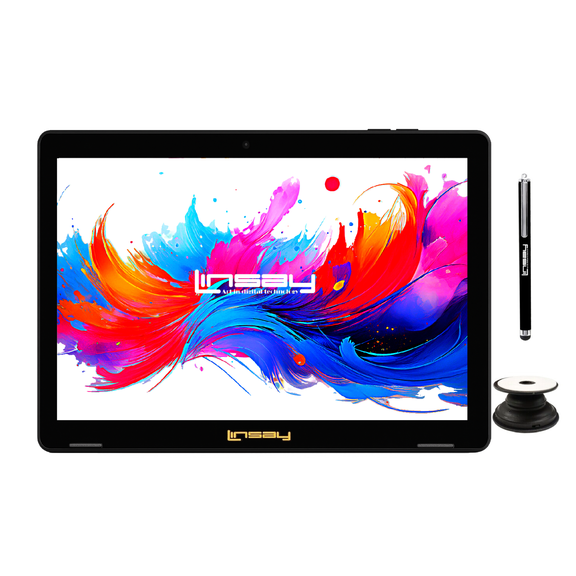 LINSAY 10.1" Octa Core 256GB Storage Android 15 Tablet with POP Holder and Pen Stylus