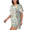 thumbnail image 2 of "Wukai Cartoon Dinosaur Women's Pajama Set - Short-Sleeve Top and Shorts with Elastic Waistband and Pockets for Loungewear, Yoga, and Casual Wear-, 2 of 8