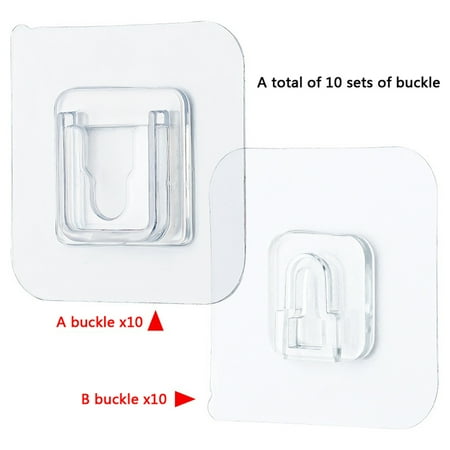 

10 PCS Double-Sided Adhesive Wall Hooks Hanger Strong Transparent Hooks Suction Cup Sucker Wall Storage Holder For Kitchen Bathroo