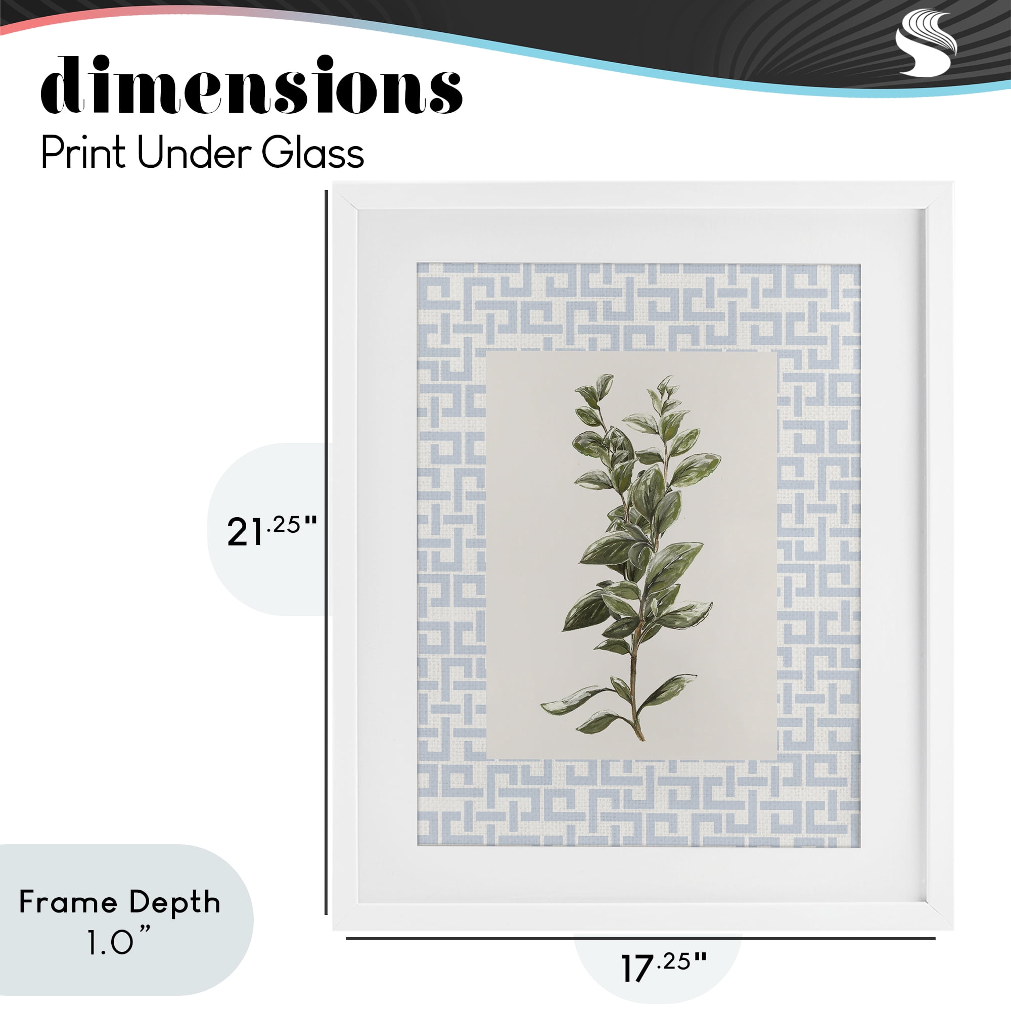 Stupell Industries Fresh Herb on Geometric White Framed Print Under Glass, design by Diannart