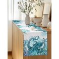 thumbnail image 5 of Summer Ocean Octopus Table Runner, Nautical Watercolor Green Sea Coral Starfish Cotton Linen Kitchen Table Decoration Washable Dining Tabletop Runners for Home Party Decor 13x90 Inches, 5 of 9