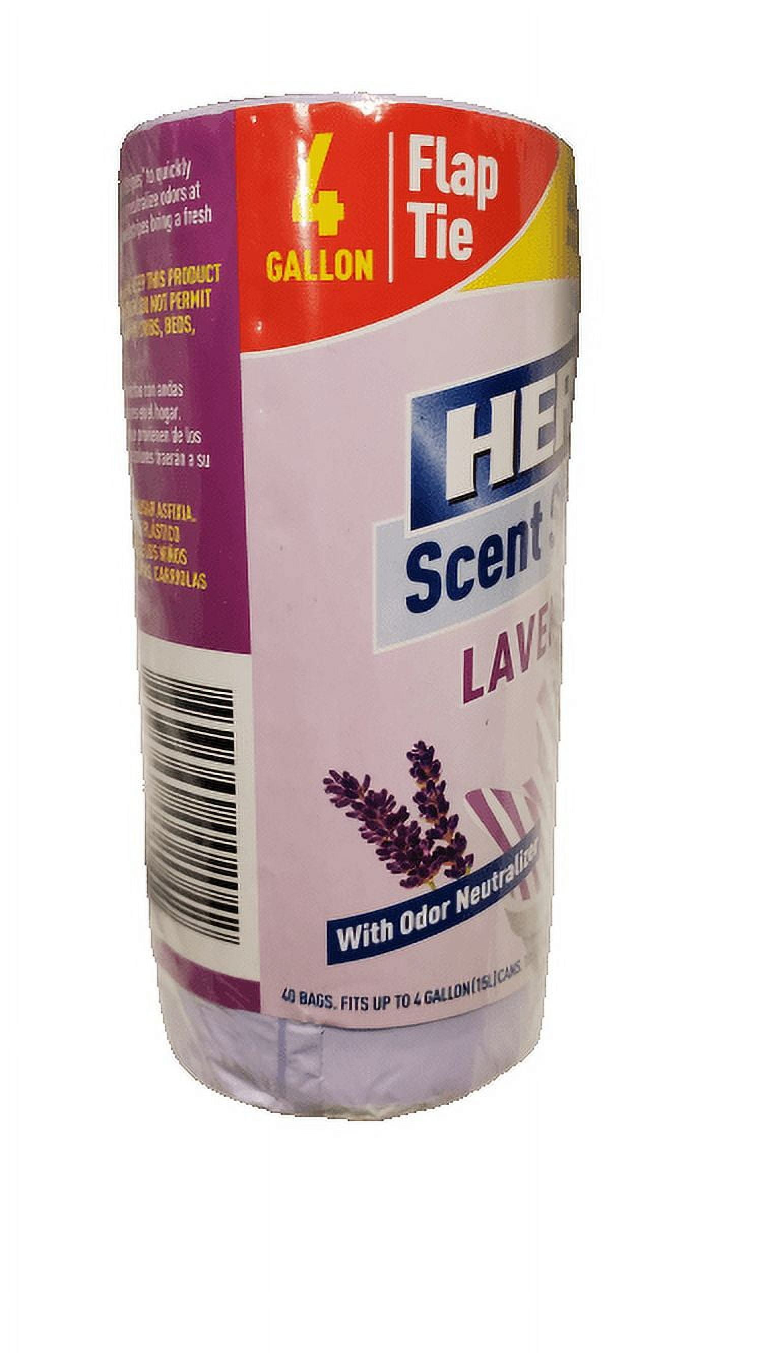 (8 pack) Hero Scent Stripes 4-Gallon, Lavender Scented, Small Flap Tie Trash Bags, 40 Count