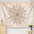thumbnail image 4 of Bohemian Tapestry Wall Hanging, Beige White Floral Tapestry with Medallion Print Bedroom Boho Home Decor, WhiteSimple, Large 60×80 inches, 4 of 5