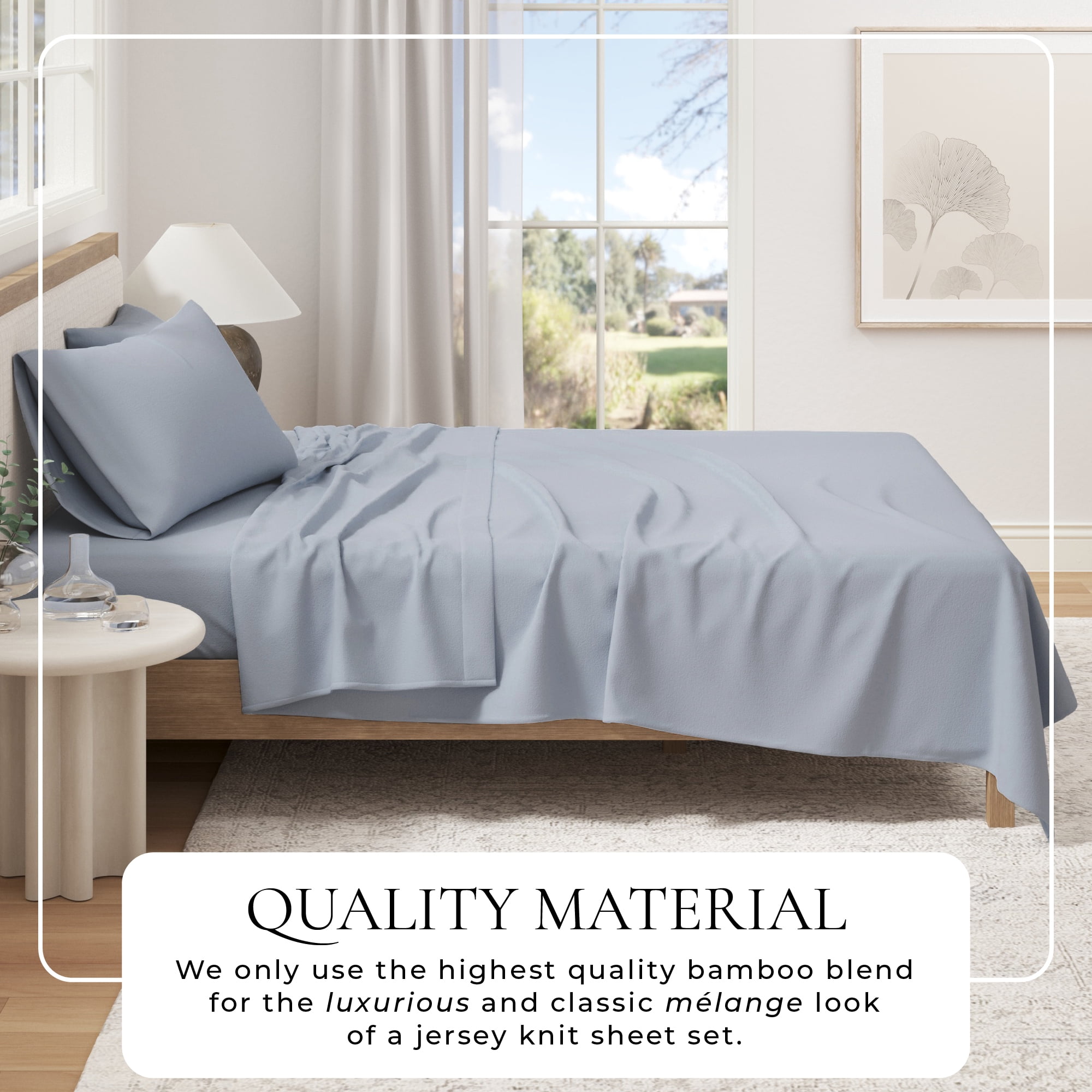 Viscose from Bamboo & Cotton Blend Jersey Sheet Set - Ultra-Soft, Breathable, Stretchy 4-Piece Bedding Set (California King, Sky Blue)
