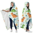 thumbnail image 2 of Wearable Blanket,LightGreen Cartoon Dinosaurs Leaves Pattern Hooded Wearable Flannel Blanket for Adults & Teens,Winter Poncho Shawl Wrap Cape Cozy Anti-Pill,50"x60", 2 of 5