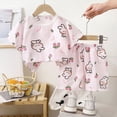 thumbnail image 4 of Xudanell Baby Outfits Girl Summer Tshirts Shorts Loose Stylish Two Piece Suit Girls Short Sleeved Outfit Home Clothes Pink 4-5 Years, 4 of 4