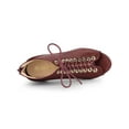 thumbnail image 5 of BLISSFUL STEP BLISSFUL STEP Women's Peep Toe Front Lace Up Ankle Block Heel Boots Burgundy 6.5, 5 of 8