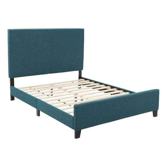 CorLiving Juniper Full Size Contemporary Fabric Upholstered Bed in Teal Blue