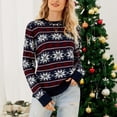 thumbnail image 4 of Odeerbi Sweaters For Women Turtleneck Sweater Knit Christmas Print Recreational Pullover Long Sleeve Tops Navy, 4 of 8