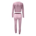 thumbnail image 4 of Moda entrenamiento mujer Casual sólido manga larga Tops Yoga pantalones conjunto Leggings Pompotops  qwe22514, 4 of 5