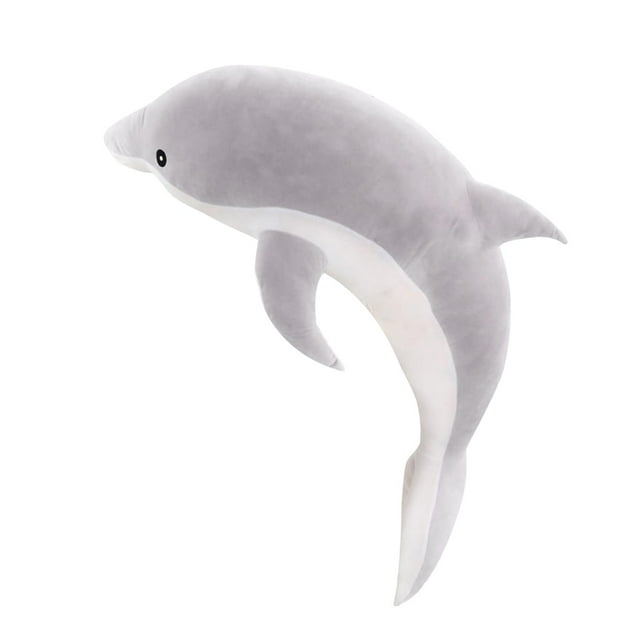 Peluche de delfín de simulación, juguete de delfín de peluche para dormitorio, sofá y sala de estar. Gris 100cm