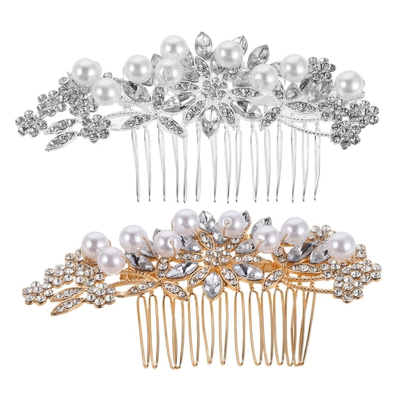 LOLIPPYY Set of 2 Handmade Bridal Hair Combs with Rhinestones for Elegant Wedding Hairstyles and Comfortable Wear
