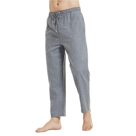 

Men s Soft 100% Cotton Elastic Waistband Sleep Pajama Pants Straight Leg Comfy Striped Sleepwear Winter Pajamas Bottoms with Pockets Thick Loungwear Pants Homewear PJ Pants S-XXL Gray
