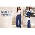 thumbnail image 2 of TKKCS Girls Wide Leg Fleece Sweatpants Loose Fit Elastic Waist Loungewear Open Bottom Casual Trousers Light Blue 7-8Years, 2 of 6
