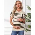 thumbnail image 5 of DARING DIVA Women's Maternity Stretchy Knit Short Sleeve Sweater M Black Beige Striped, 5 of 7