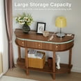 thumbnail image 7 of PHOYAL Fluted Half Oval Console Table with Drawers and Storage, Wooden Semi Elliptic End table with Shelf for Living Room, Half Round Side Table for Entryway Hallway, Walnut, 7 of 7