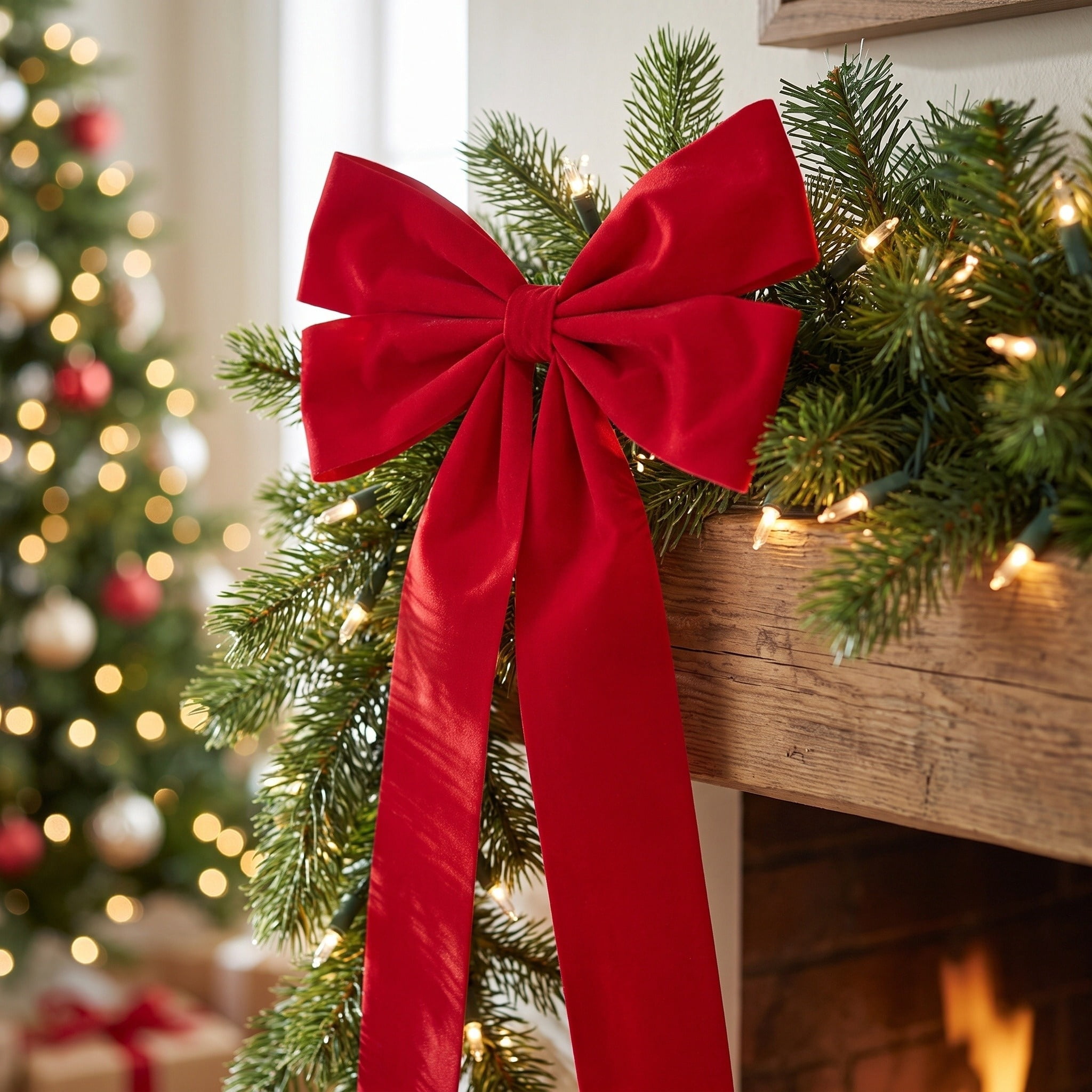 Red Velvet Decorative Christmas Bow, 40", by Holiday Time