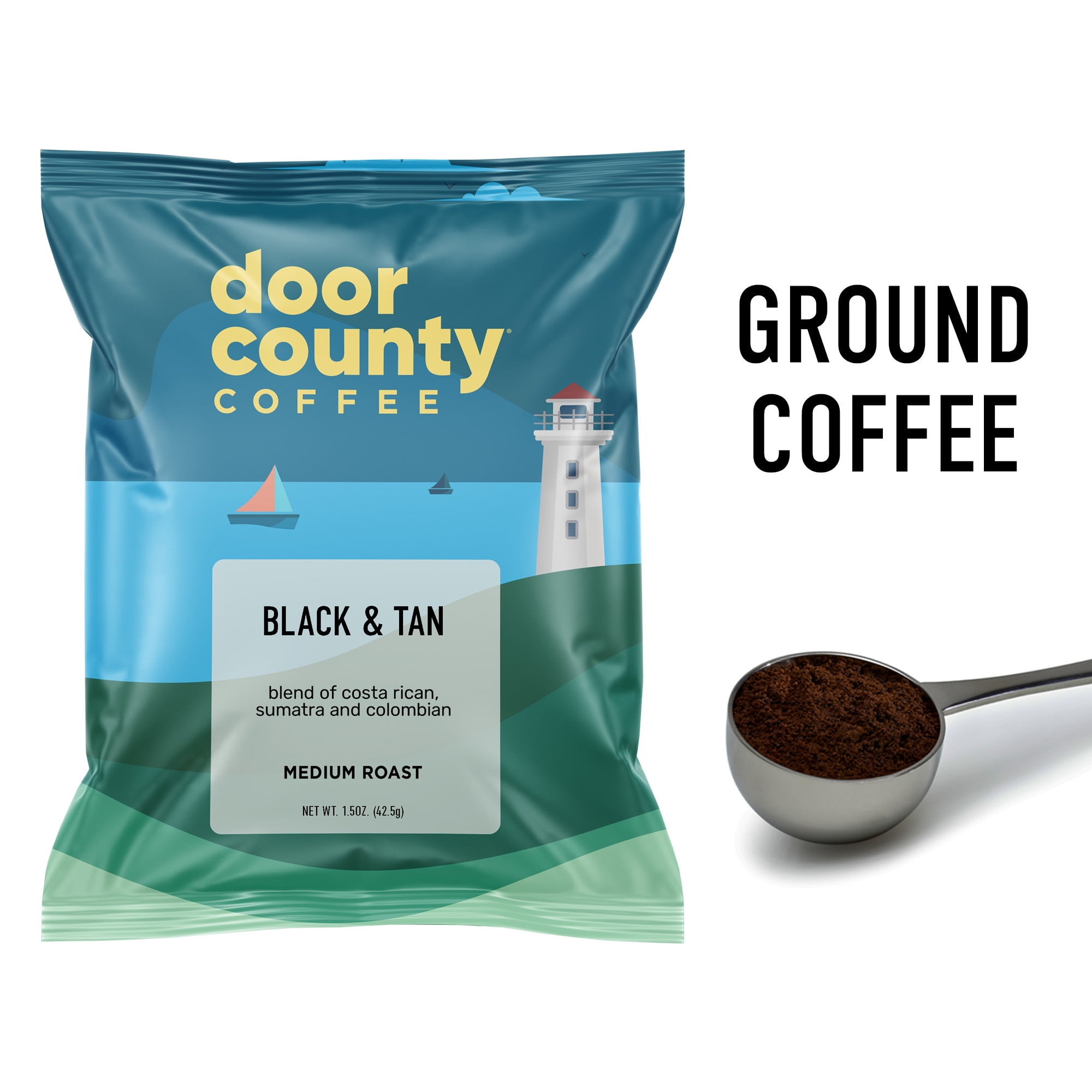 Door County Coffee Ground Coffee Sampler Pack, 10 Unique Coffees, Flavored & Non-Flavored, Roasted by Door County Coffee, 1.5oz Bags, 10ct Coffee Variety Pack