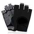 thumbnail image 1 of CHAO Guantes de gimnasio para mujer, de medio dedo, para levantamiento de pesas, con almohadilla de gel antideslizante, para entrenamiento de culturismo y ciclismo, talla M, color negro, 1 of 5