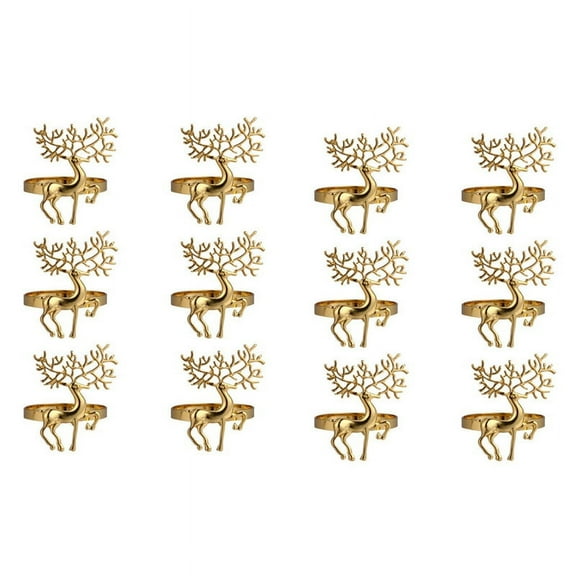 12X Christmas Decorations Gold Napkin Ring Delicate Deer Napkin Ring Holder for Restaurant Christmas Party,12 x Napkin ring,Gold