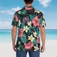 thumbnail image 6 of Easygdp Green Tropical Leaves Men's Hawaiian Shirts Print Lapel Short Sleeve for Beach, vacation, party, casual occasions - 3X-Large, 6 of 9