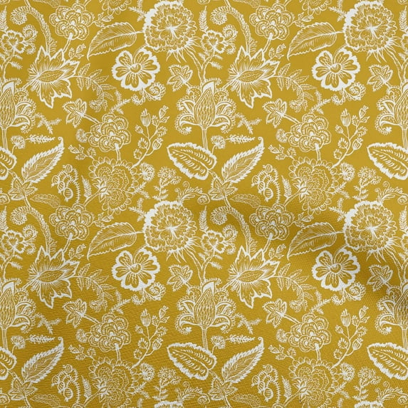 oneOone Polyester Spandex Lime Green Fabric Jacobean Floral Fabric For Sewing Printed Craft Fabric By The Yard 56 Inch Wide