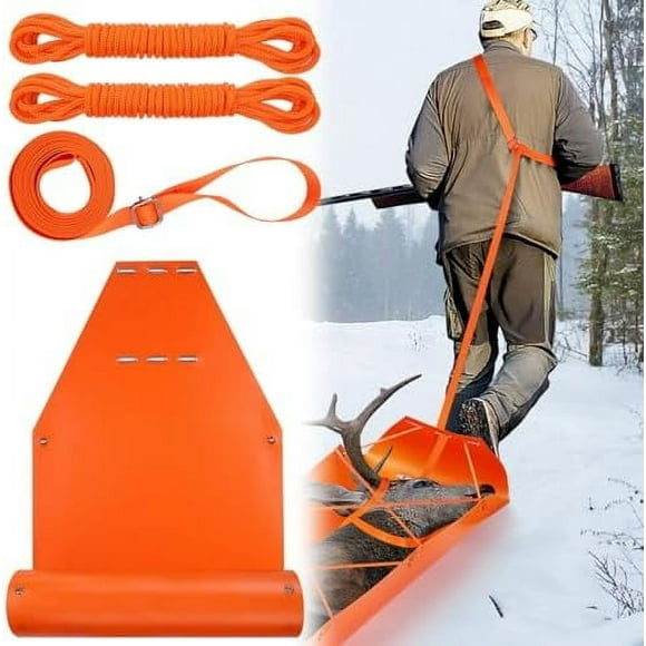 Thickened Deer Drag Sled for Hunting - Tear-Resistant Heavy Duty Game Glide Carry Cart & 13ft Harness Dragging Strap & 16.4ft Long Rope, Multi-Purpose Ice Fishing Wood Pulling Hauler Gear Accessories